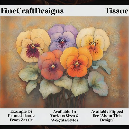 Cottage Garden Pansies,  EF8R Decoupage Tissuepapier
