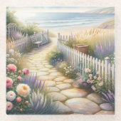 Cottage Garden Path naar het Zee Glazen Onderzetter (Voorkant)