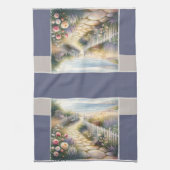 Cottage Garden Path naar het Zee Theedoek (Verticaal)