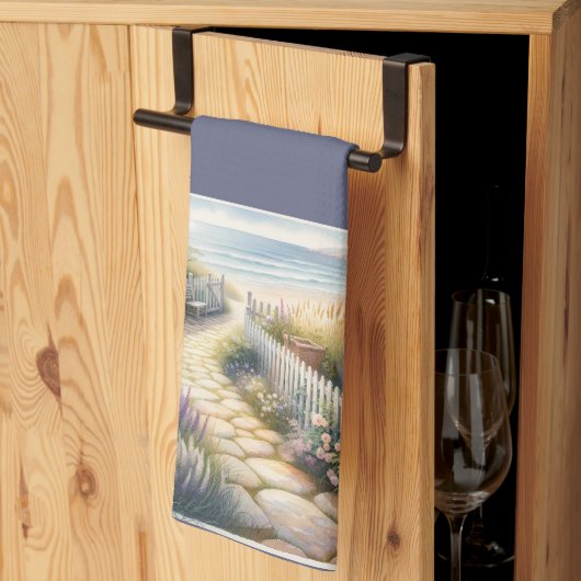 Cottage Garden Path naar het Zee Theedoek (Derde Gevouwen)