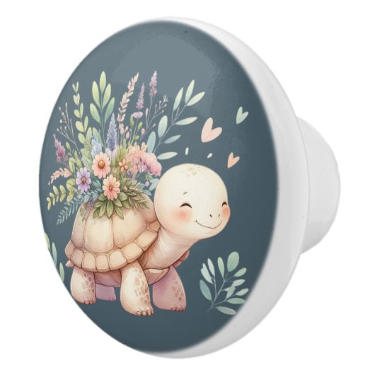 Cottage Garden Schildpad Waterverf Keramische Knop (Rechts)