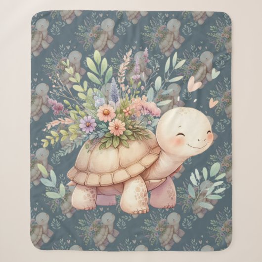 Cottage Garden Schildpad Waterverf Sherpa Deken (Voorkant)