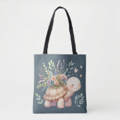 Cottage Garden Schildpad Waterverf Tote Bag (Voorkant)