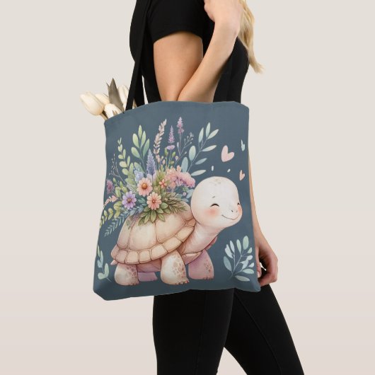 Cottage Garden Schildpad Waterverf Tote Bag (Dichtbij)
