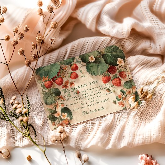 Cottage Garden Strawberry Bridal Shower Bedankkaart