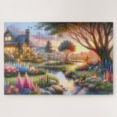 Cottage Garden Stream at Sunset Legpuzzel (Horizontaal)