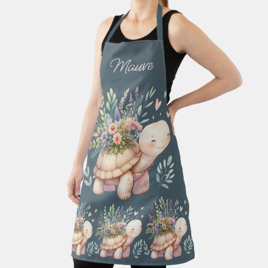 Cottage Garden Turtle Watercolor Schort (Insitu)