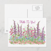 Cottage Garden Waterverf Hallo Flowers Briefkaart (Voorkant / Achterkant)