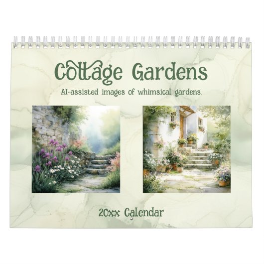 Cottage Gardens AI-ondersteunde Whimsical Afbeeldi Kalender (Hoes)