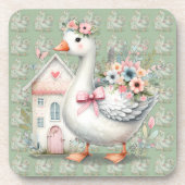Cottage Goose Floral House Scene Bier Onderzetter (Voorkant)