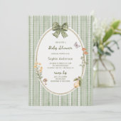 Cottage Green Bow Lijst Baby shower Kaart (Staand voorkant)