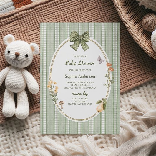 Cottage Green Bow Lijst Baby shower Kaart