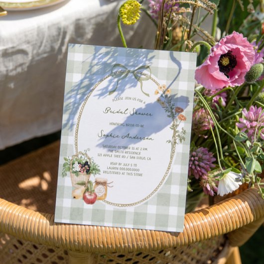 Cottage Green Gingham Vrijgezellenfeest Kaart