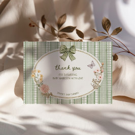 Cottage Groen Lint Kader Baby Shower Bedankkaart