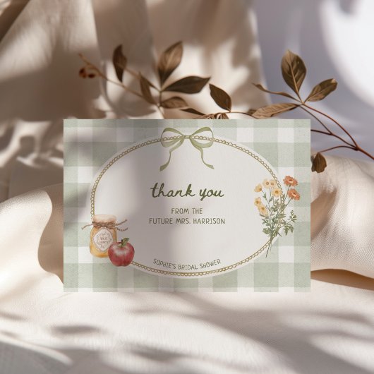 Cottage Groen Lint Kader Bruidsfeest Bedankkaart