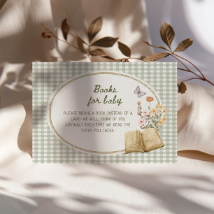 Cottage Groene Boog Frame Baby Shower Boeken voor Informatiekaartje