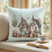 Cottage Haven Bloemrijke Huizen Illustratie
