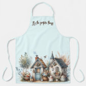 Cottage Haven Bloemrijke Huizen Illustratie Schort (Voorkant)