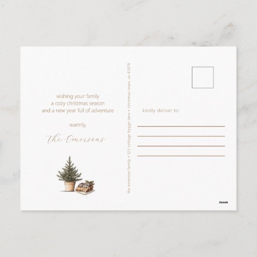 Cottage Hygge Twee foto kerst Feestdagenkaart (Achterkant)