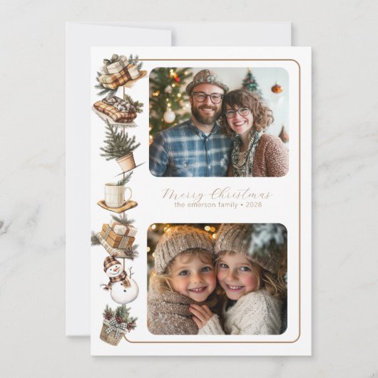 Cottage Hygge Twee Fotokalender Kerstmis Feestdagenkaart (Voorkant)