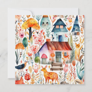 Cottage kern bloemenlandschap dieren huizen