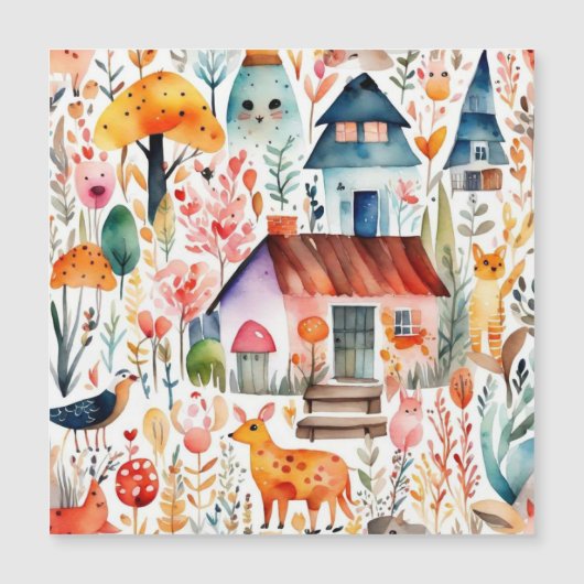 Cottage kern bloemenlandschap dieren huizen (Voorkant)