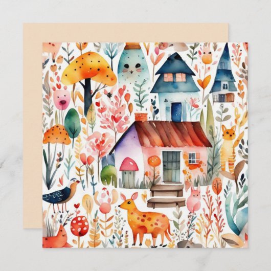 Cottage kern bloemenlandschap dieren huizen (Voorkant / Achterkant)