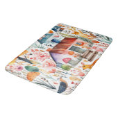 Cottage kern bloemenlandschap dieren huizen badmat (Gekanteld)