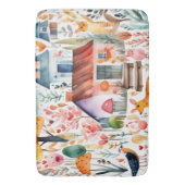 Cottage kern bloemenlandschap dieren huizen badmat (Voorkant Verticaal)