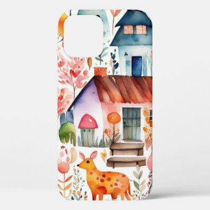 Cottage kern bloemenlandschap dieren huizen Case-Mate iPhone case