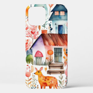 Cottage kern bloemenlandschap dieren huizen Case-Mate iPhone case
