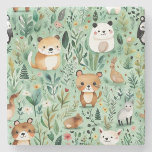 Cottage kern bloemenlandschap groen decor stenen onderzetter