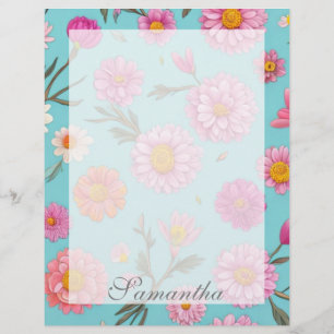 Cottage kern bloemenwitte madeliefjes roze bloemen briefhoofd