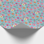 Cottage kern bloemenwitte madeliefjes roze bloemen cadeaupapier (Hoek)