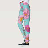 Cottage kern bloemenwitte madeliefjes roze bloemen leggings (Links)