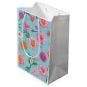 Cottage kern bloemenwitte madeliefjes roze bloemen medium cadeauzakje (Achterkant Gekanteld)