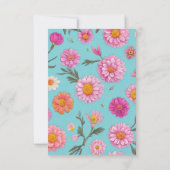 Cottage kern bloemenwitte madeliefjes roze bloemen RSVP kaartje (Achterkant)