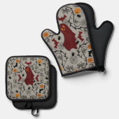 Cottage kern Halloween Ovenwant & Pannenlap Set (Voorkant / Achterkant)