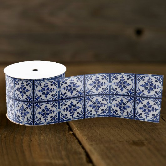  Cottage Keuken Tegels - Donkerblauw en Wit Grosgrain Lint