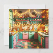 Cottage Kitsch Retro Keuken Kerst Kaart (Voorkant)