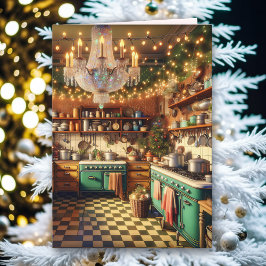 Cottage Kitsch Vakantie Retro Kerstmis Kaart