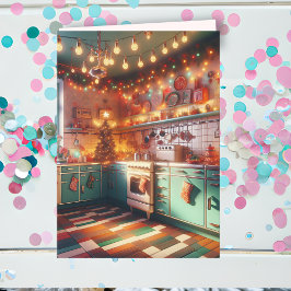 Cottage Kitsch Vakantie Retro Keuken Kerst Kaart