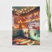 Cottage Kitsch Vakantie Retro Keuken Kerst Kaart (Voorkant)