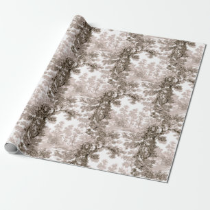 Cottage Landscape Toile-Brown & White Cadeaupapier
