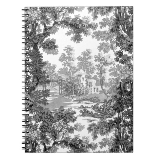 Cottage-landschap toile-Black & White Notitieboek (Voorkant)