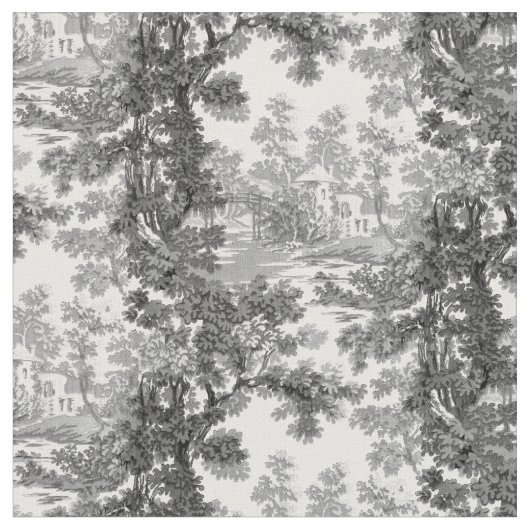  Cottage-landschap toile-Black & White Stof (Close Up)