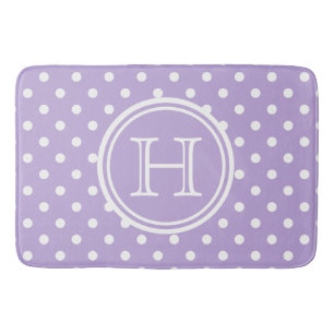 Cottage Lavender and White Polka Dot Monogram Badmat