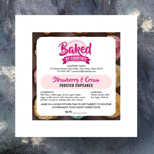 Cottage Law Trendy Pink Bakery Ingredients Sticker