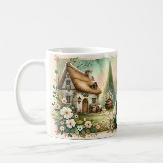 Cottage Leprechaun Lapjesdeken Scène Koffiemok (Links)