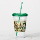 Cottage Leprechaun Patchwork Quilt Scene Acryl Drinkbeker (Achterkant)